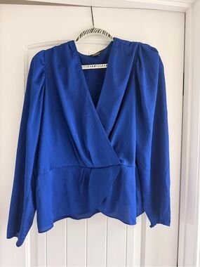 Express Royal Blue Wrap-Style Blouse